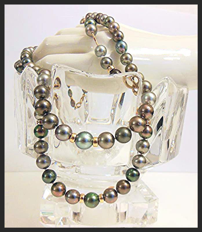 Tahitian Pearl Mega Set-Round-Multi Color-Interchangeable Necklace/Bracelet, Earrings/Pendant