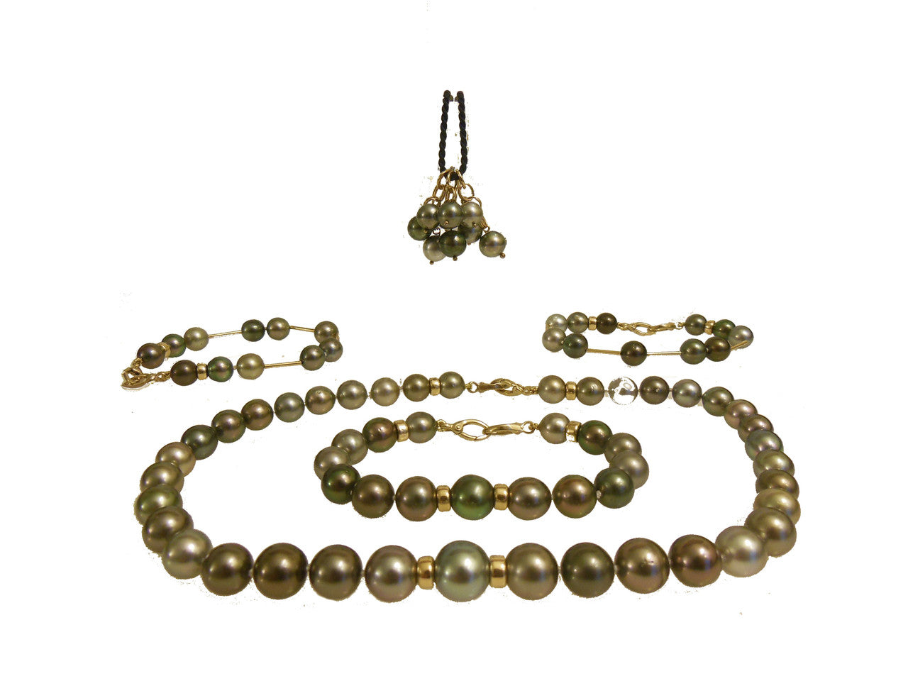 Tahitian Pearl Mega Set-Round-Multi Color-Interchangeable Necklace/Bracelet, Earrings/Pendant
