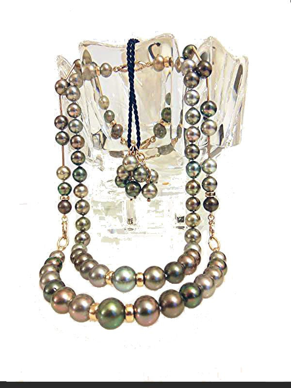 Tahitian Pearl Mega Set-Round-Multi Color-Interchangeable Necklace/Bracelet, Earrings/Pendant