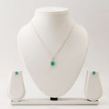 Square Emerald Set with 2.5 CT Pendant and 2 CT Earrings in Italian Silver-0