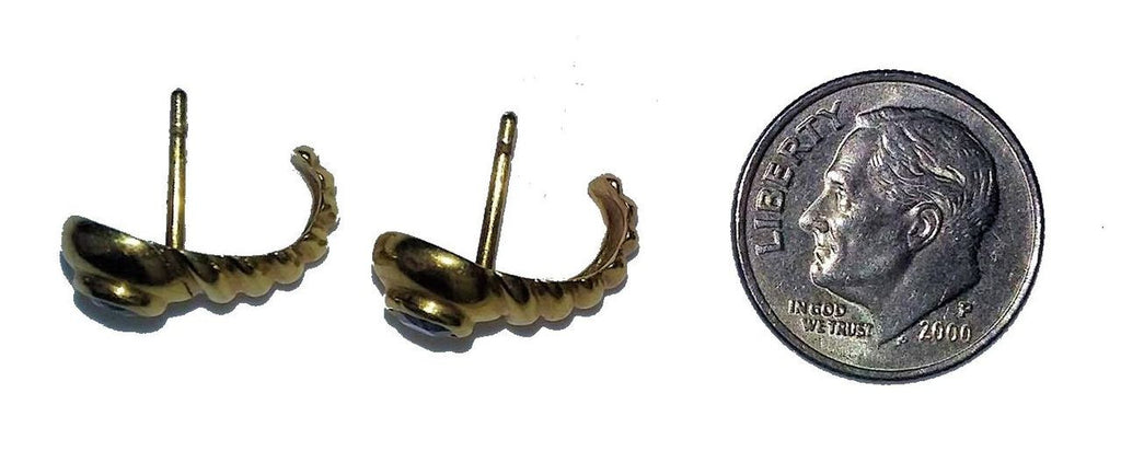 Vintage Sapphire Huggie Earrings, 18K Gold