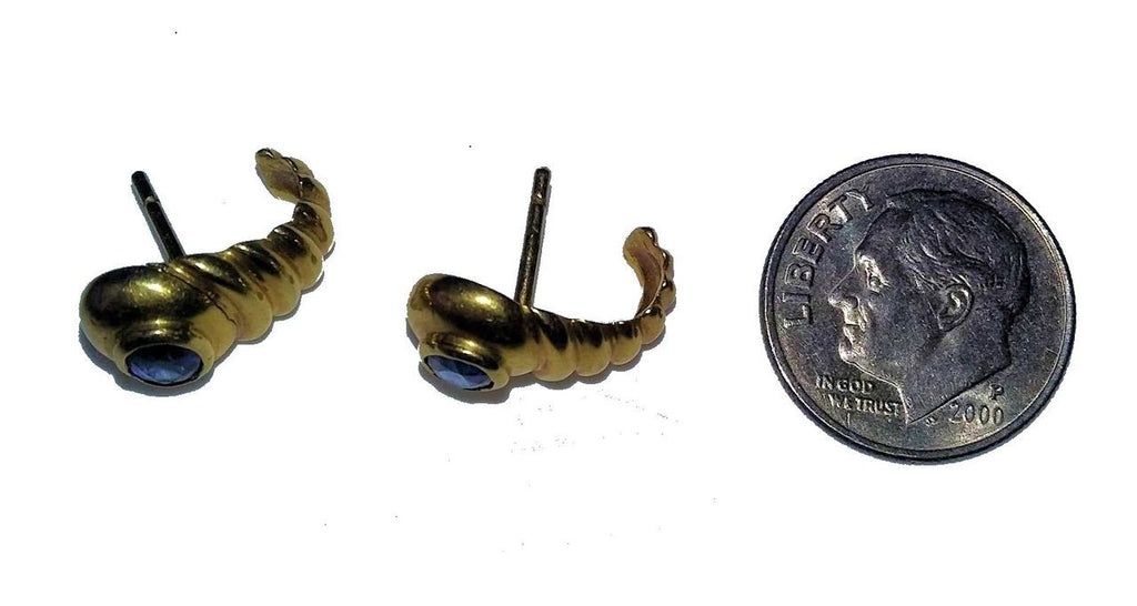 Vintage Sapphire Huggie Earrings, 18K Gold