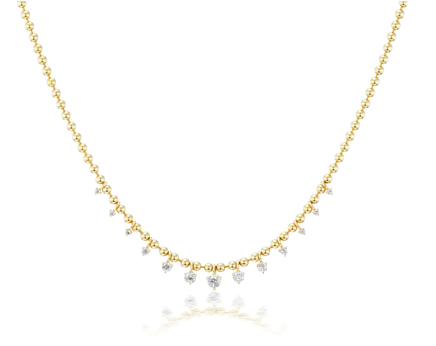 Dangling Diamond Solid Bead Necklace-0