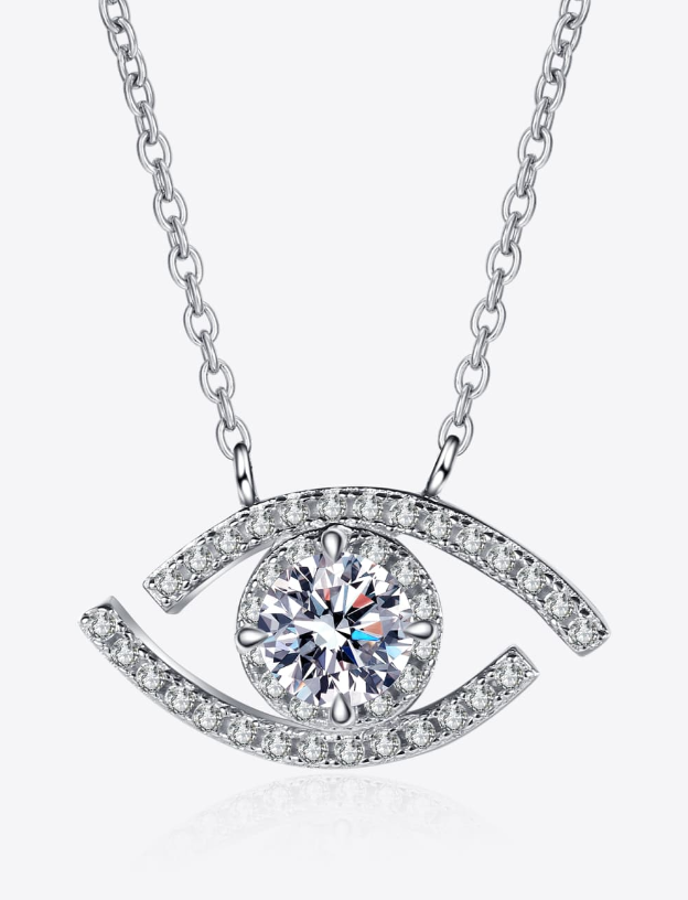 Moissanite Evil Eye Pendant Necklace -0.5 ct-1