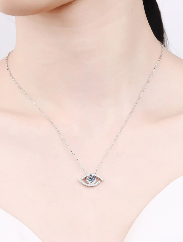 Moissanite Evil Eye Pendant Necklace -0.5 ct-2