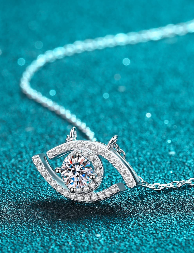 Moissanite Evil Eye Pendant Necklace -0.5 ct-3