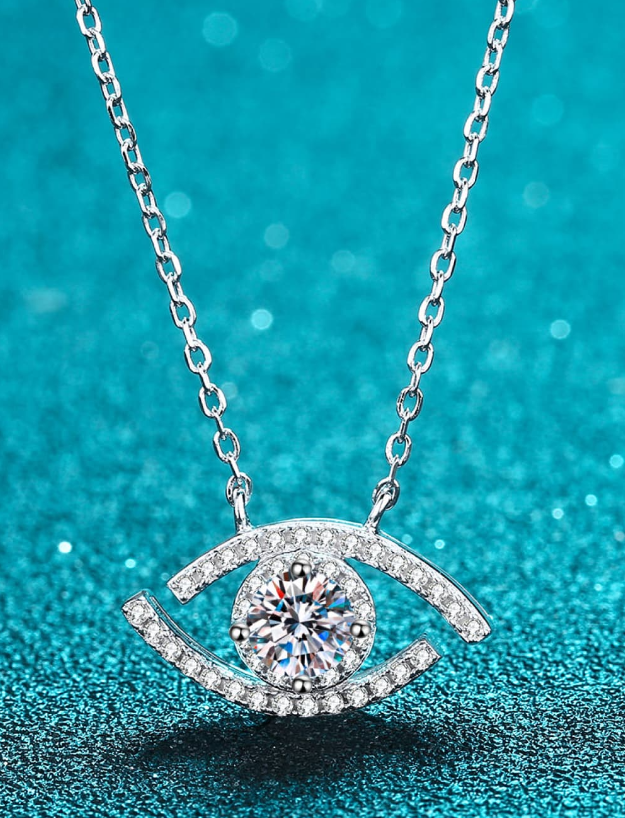Moissanite Evil Eye Pendant Necklace -0.5 ct-4