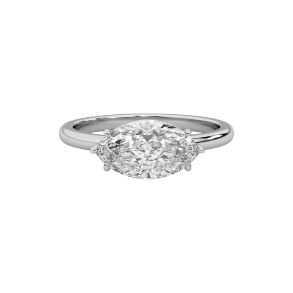 2 Carat Marquise Cut East and West Solitaire Diamond 14K Solid Gold Ring