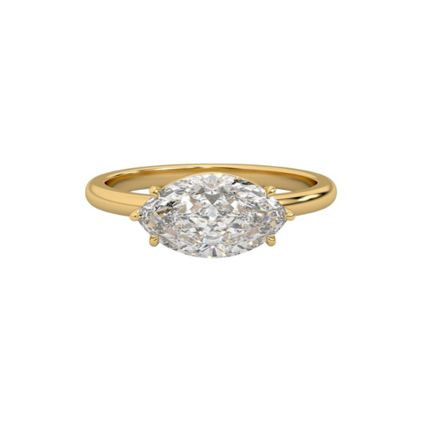 2 Carat Marquise Cut East and West Solitaire Diamond 14K Solid Gold Ring