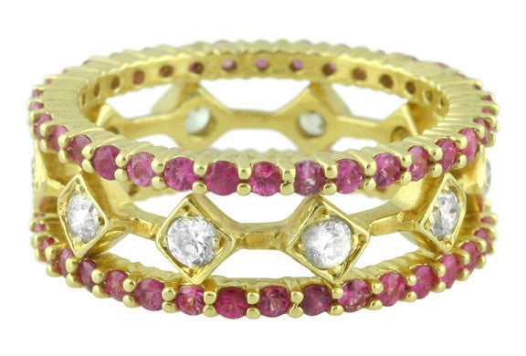 Stacking Rings-Sapphires-Pink or Orange-18K