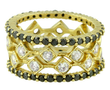 Stacking Rings-Eternity-Black or White Diamonds-18K