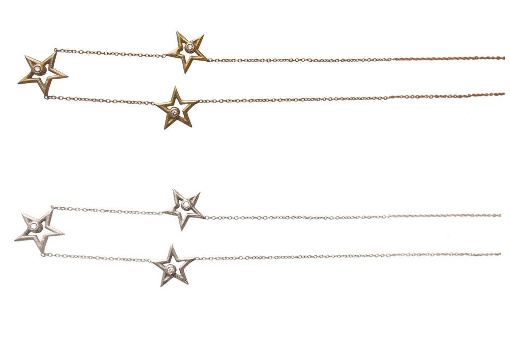Stars- Three Stars Necklace-18K gold with diamonds