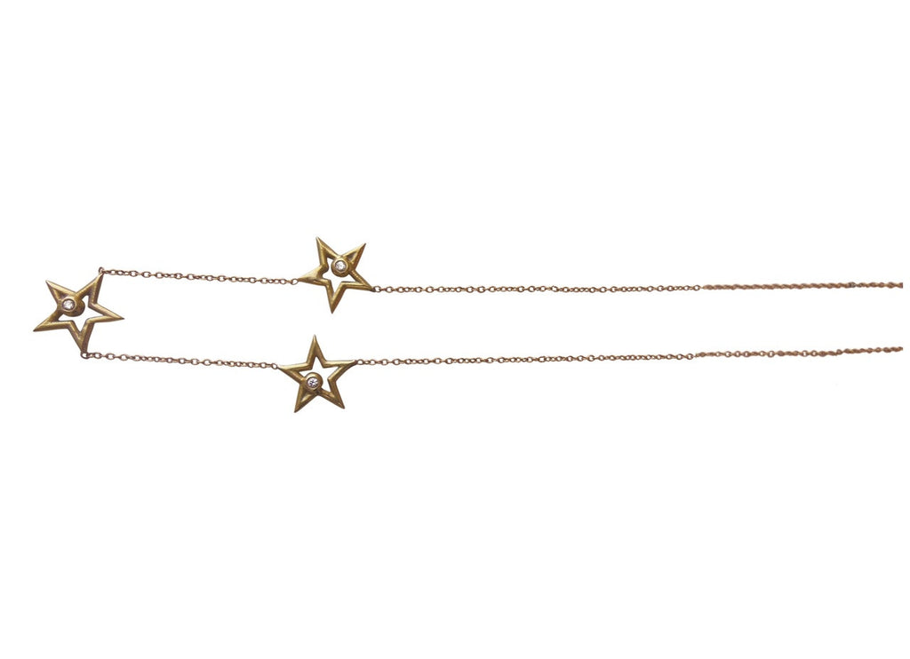 Stars- Three Stars Necklace-18K gold with diamonds