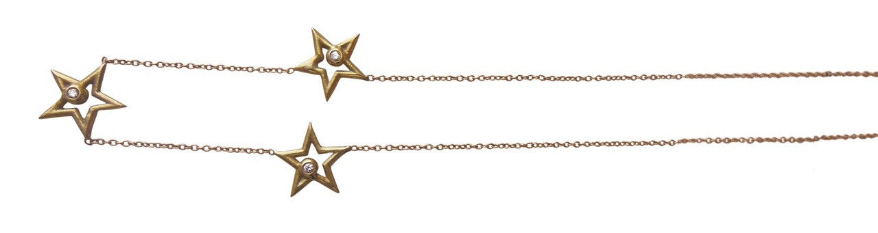 Stars- Three Stars Necklace-18K gold with diamonds