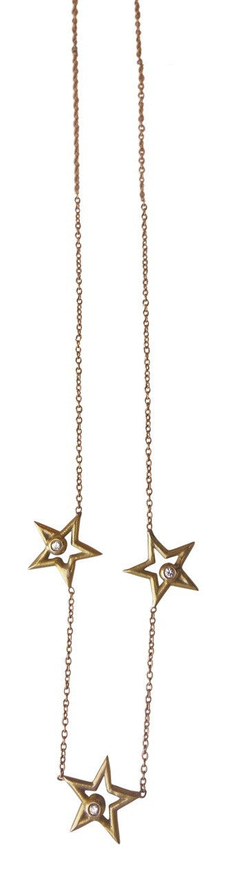 Stars- Three Stars Necklace-18K gold with diamonds