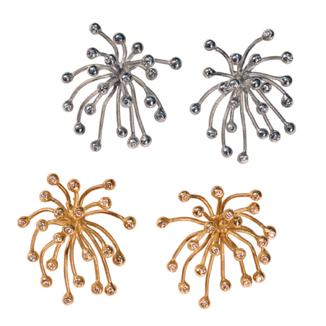 Superstar Earrings. Fireworks Jewelry-14K gold with diamonds: Life is a Celebration!