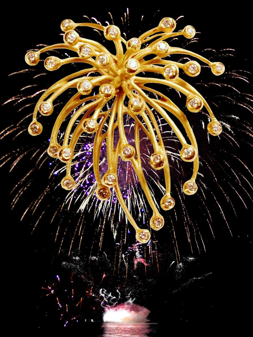 Superstar Necklace. Fireworks-14K gold with diamonds: Celebrate Life!