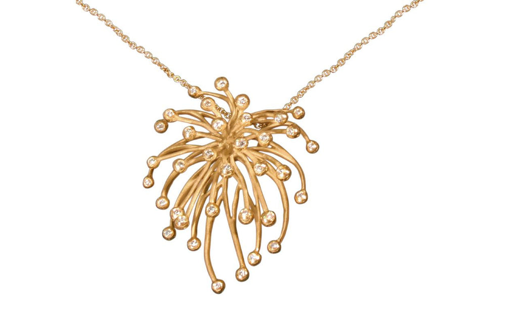 Superstar Necklace. Fireworks Pendant-Diamonds in 18K Gold: Life is a Celebration!