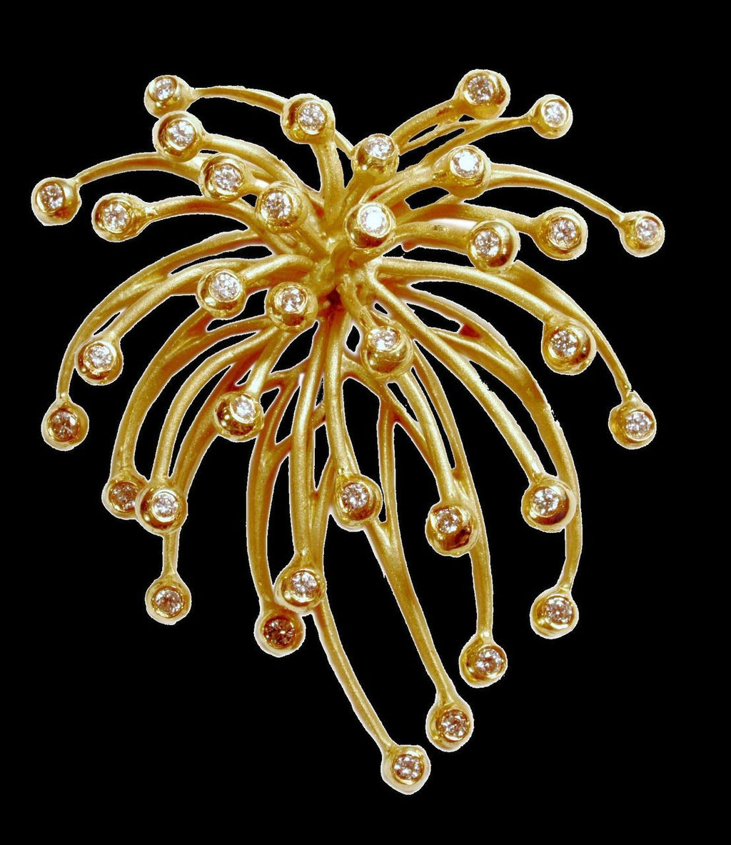 Superstar Necklace. Fireworks Pendant-Diamonds in 18K Gold: Life is a Celebration!