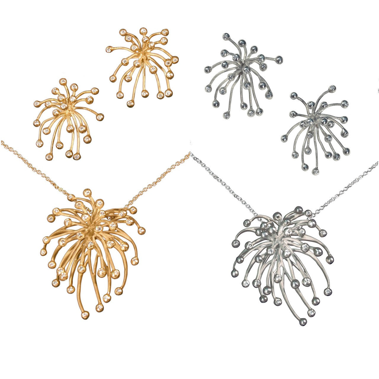 Superstar Earrings. Fireworks Jewelry-14K gold with diamonds: Life is a Celebration!