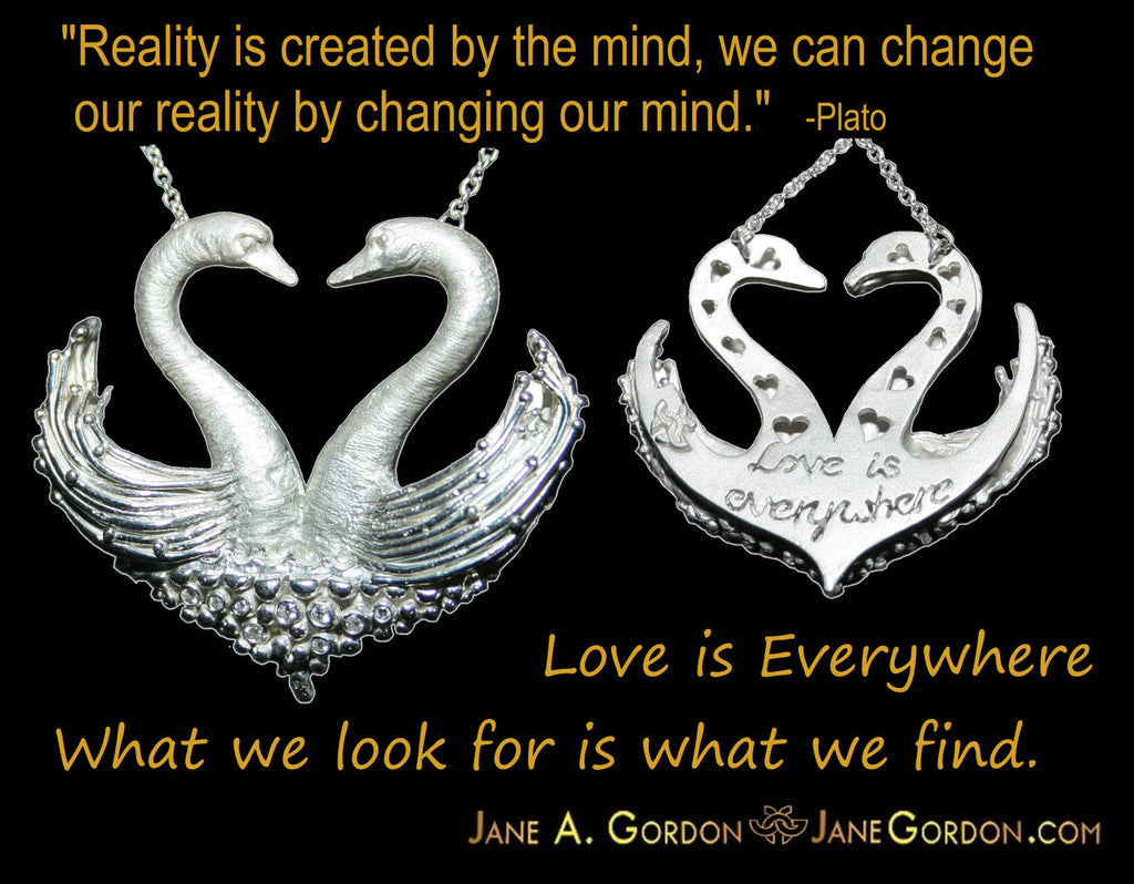 Lizards in Love Necklace: Diamonds in Solid 18K Gold & Sterling Silver. Love is Everywhere