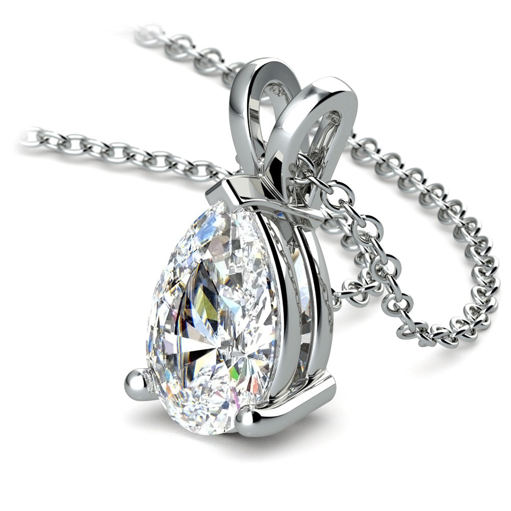 2.00 CTW AGI Certified Pear-Cut Lab-Grown Diamond (F/VS) Pendant in 14K White Gold-0