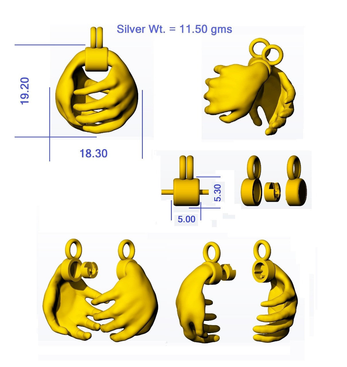 Leona's Healing Hands, Locket for Crystals or Essential Oils, 10K Gold