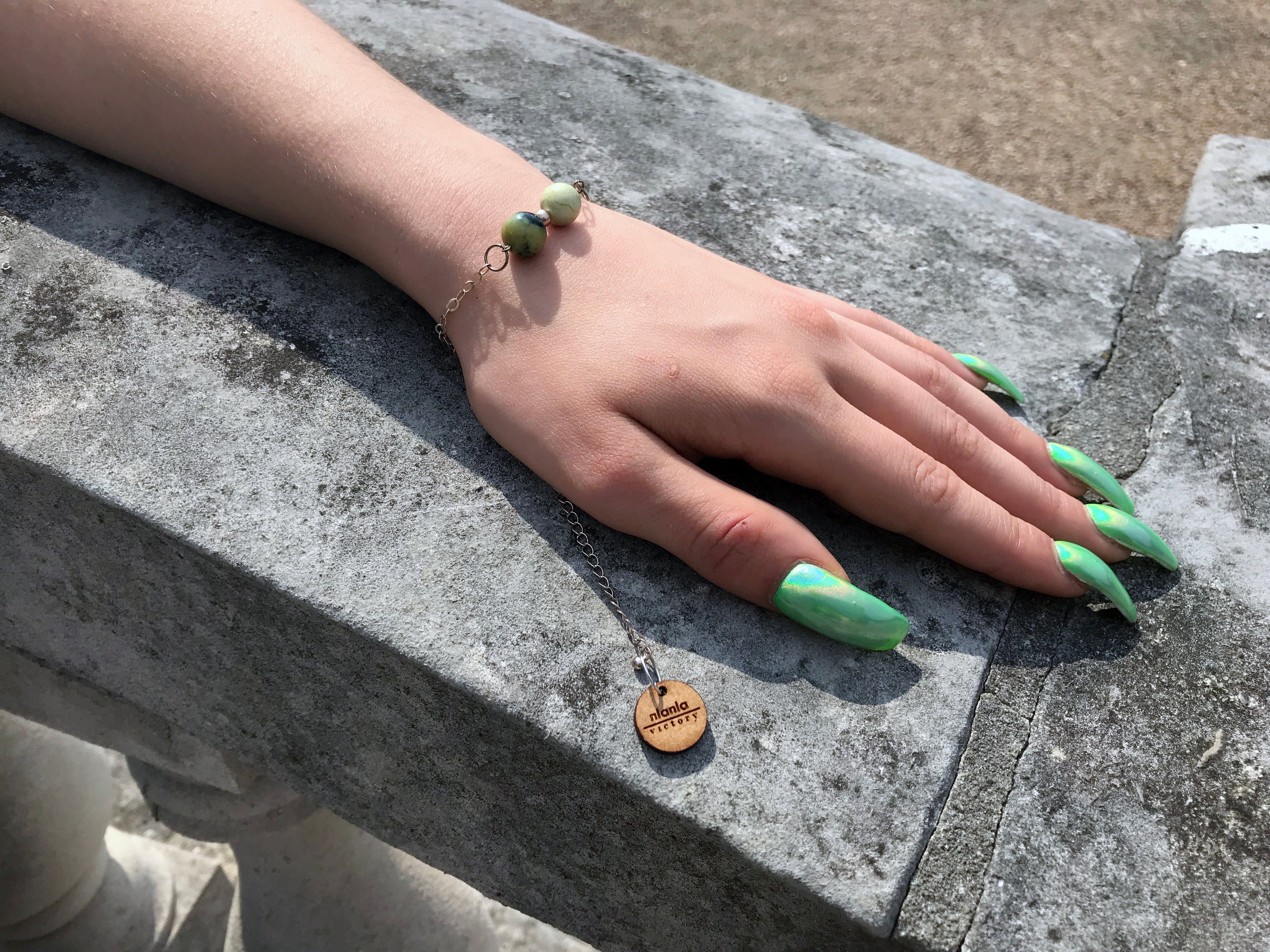 Yellow Turquoise with Swarovski Pearl Bracelet, Adjustable Sterling Silver Bracelet, Yellow Turquoise Bracelet | by nlanlaVictory
