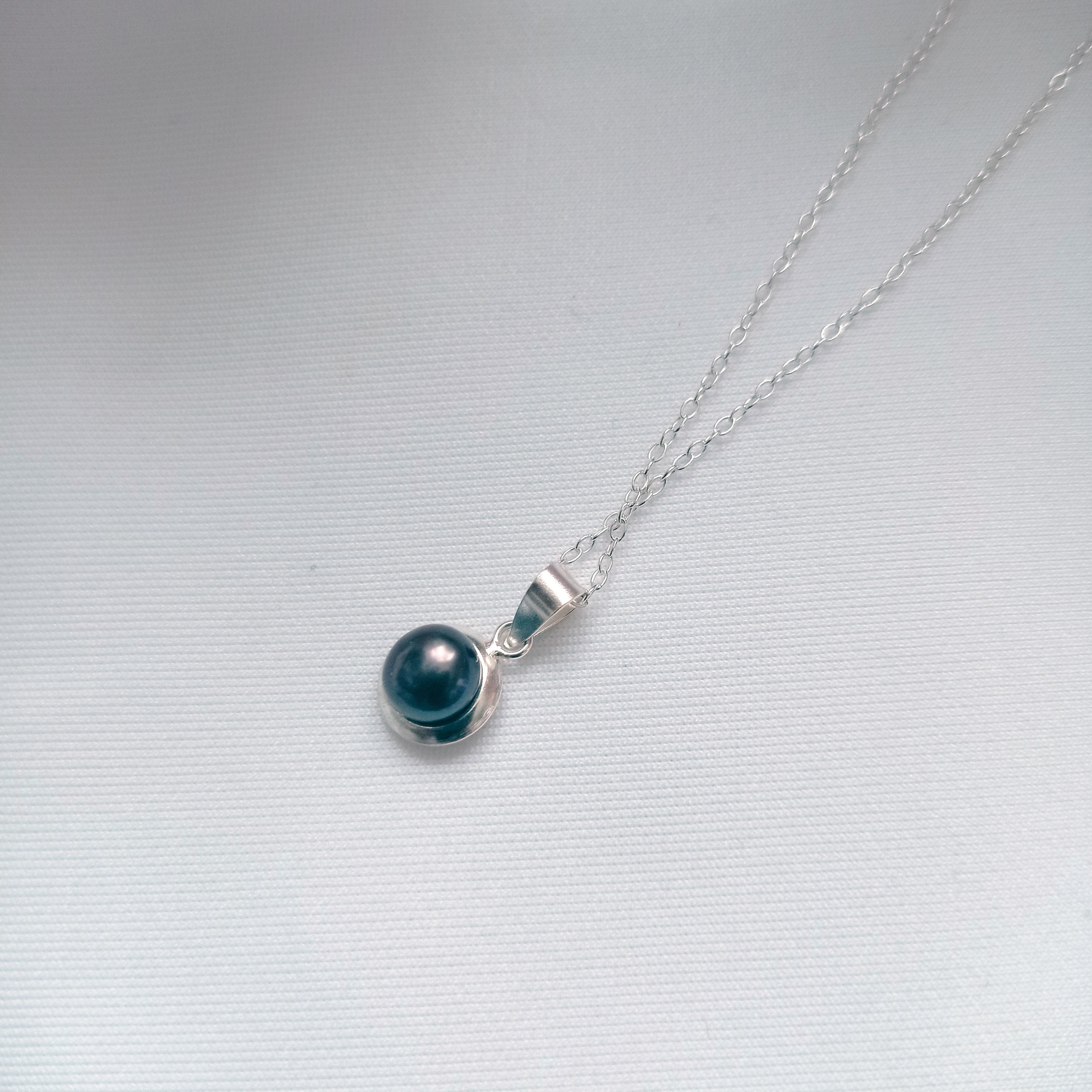 Black Freshwater Pearl Encased In Sterling Silver, .925 Sterling Silver Necklace, Bloom Collection | by nlanlaVictory