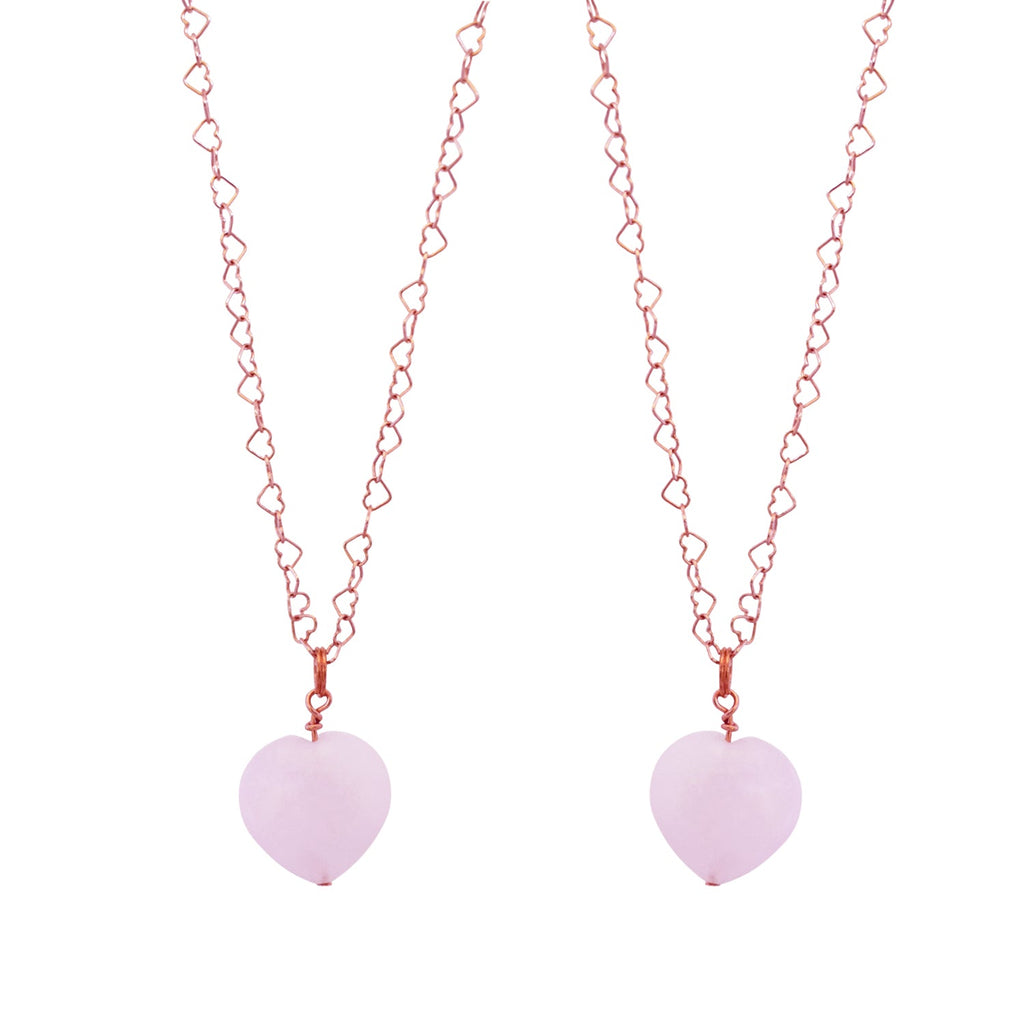 Rose Quartz Rose Gold Vermeil Necklace, Heart Shaped Necklace, Bloom Collection | by nlanlaVictory