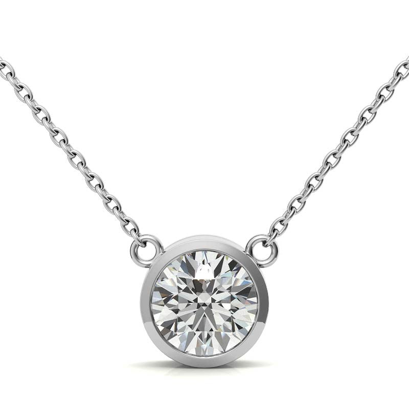 AGI Certified 2.00 CTW Prong Set Round Lab Grown Solitaire Diamond Pendant (G-VS) in 14K White or Yellow Gold-5