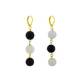 White Agate and Black Onyx Yellow Gold Vermeil, 9k or 18k Gold Earrings, Bold and Beautiful Statement Jewelry, Gold Vermeil Earrings, Bloom Collection | by nlanlaVictory