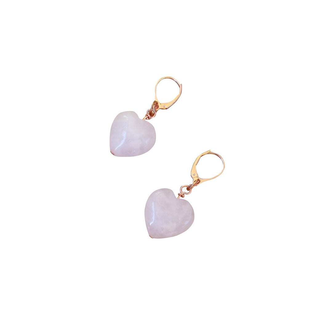 Rose Quartz Rose Gold Vermeil Earrings, Heart Gemstone Earrings, Bloom Collection | by nlanlaVictory