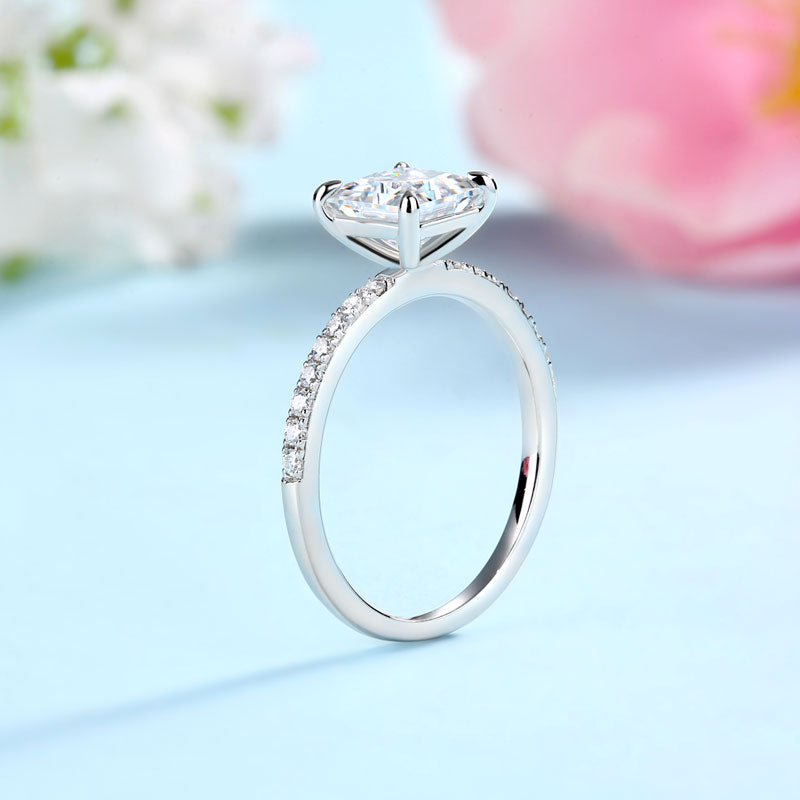 Princess Cut 1 Carat Moissanite Diamond  Ring Set (1 pcs / 2 pcs) 925 Sterling Silver MFR8365