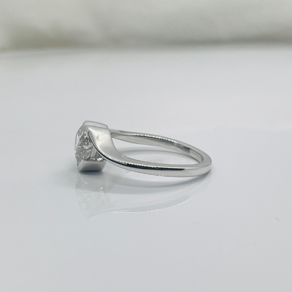 Heart Shape Solitaire Diamond Bypass Setting 14K Solid Gold Ring