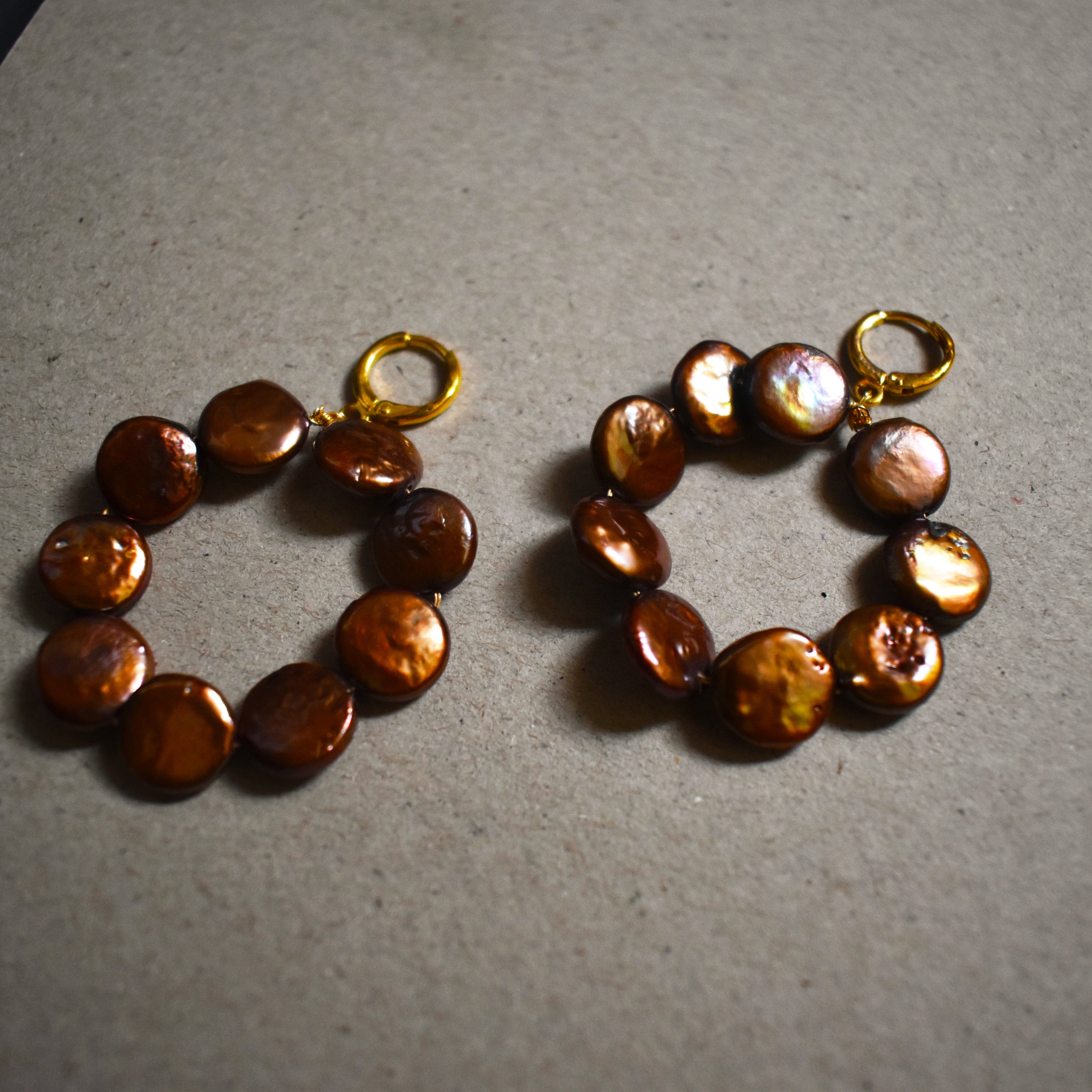 Dark brown freshwater pearl hoop earrings | by Ifemi Jewels