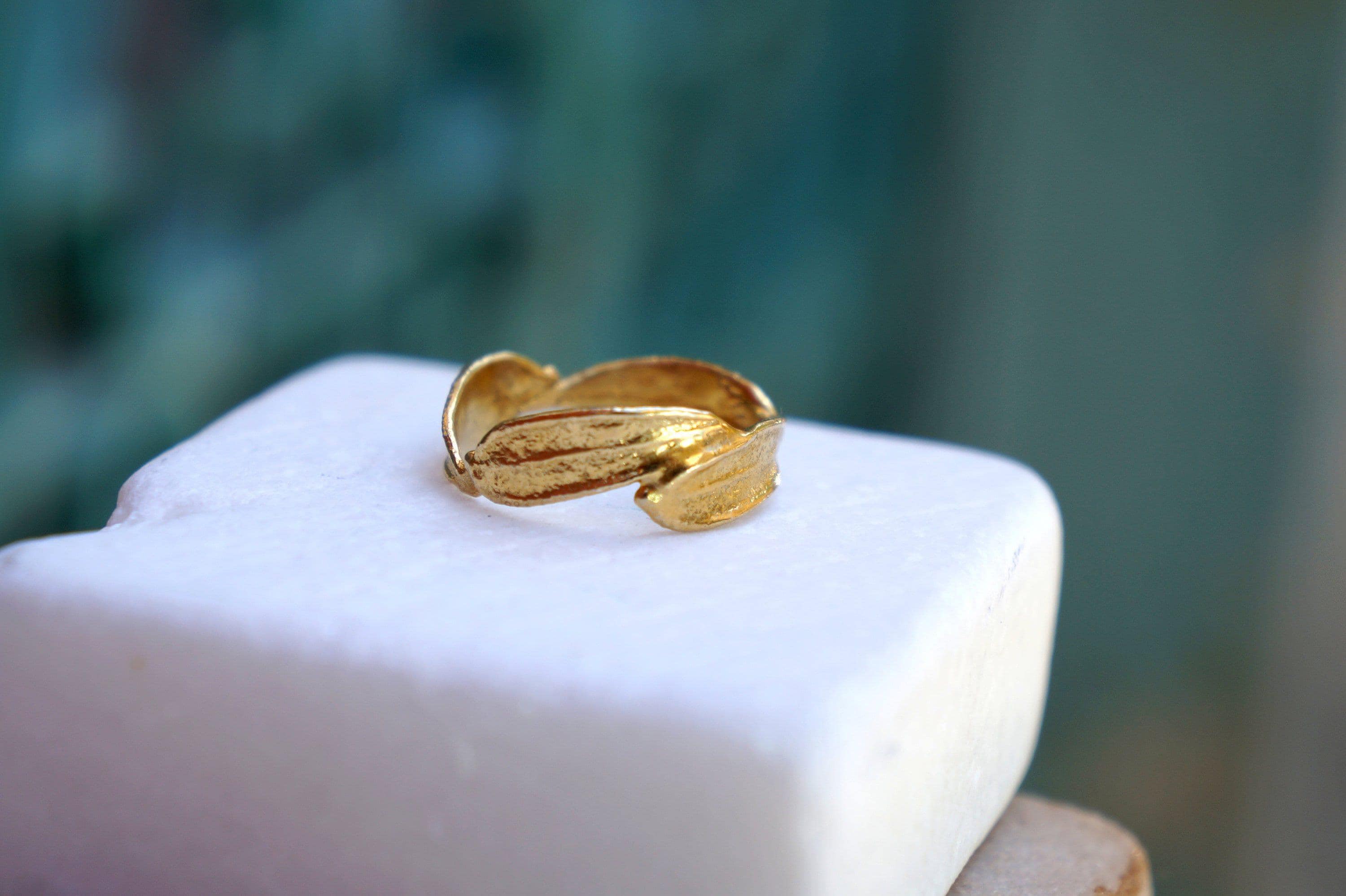 Gold Olive Leaf Ring, Solid Gold Ring 18K, Gold Jewelry Band, Birthday Gift for Women, Jewelry Gift for Her, Handmade Jewelry Gift
