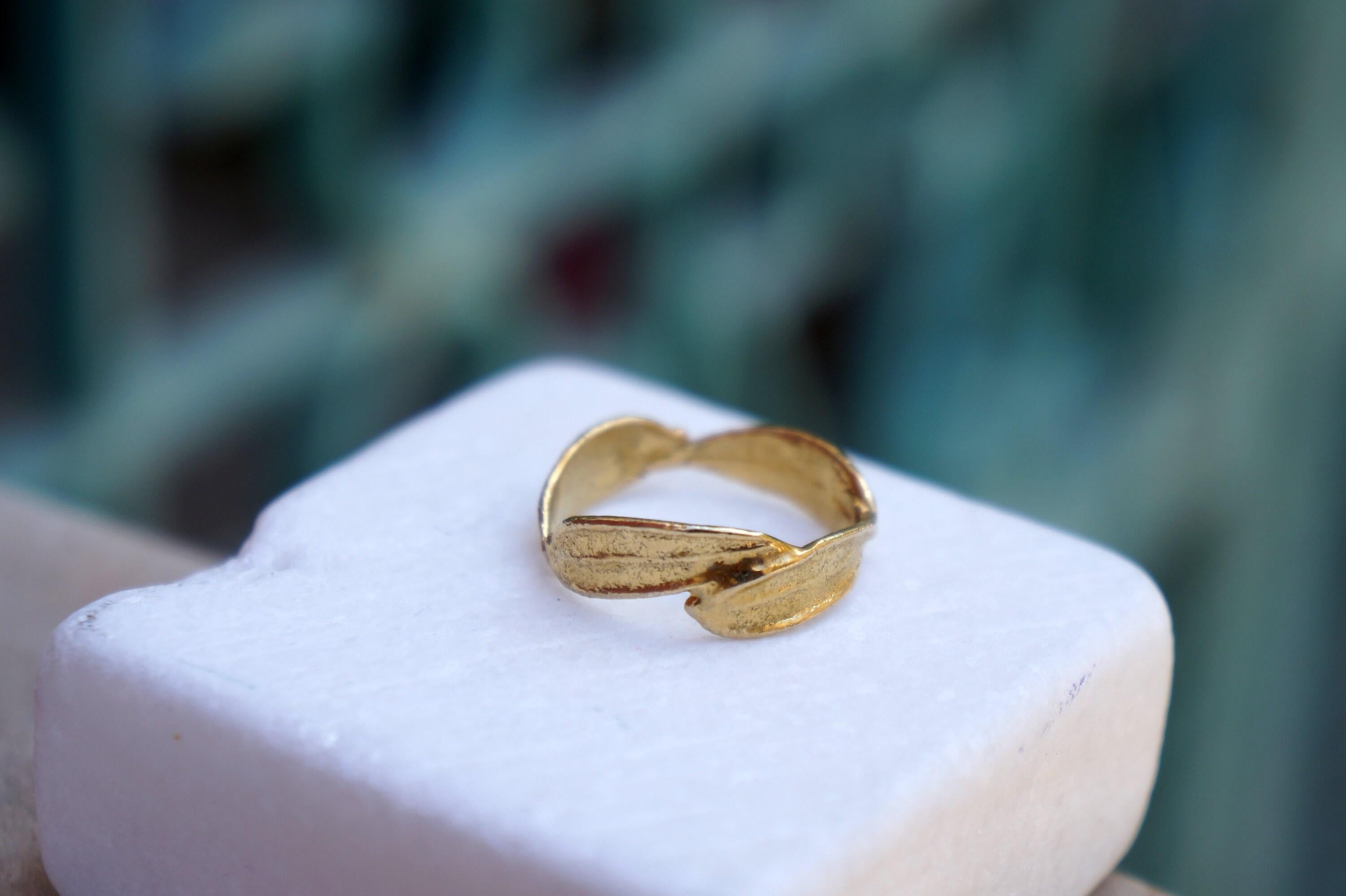 Gold Olive Leaf Ring, Solid Gold Ring 18K, Gold Jewelry Band, Birthday Gift for Women, Jewelry Gift for Her, Handmade Jewelry Gift