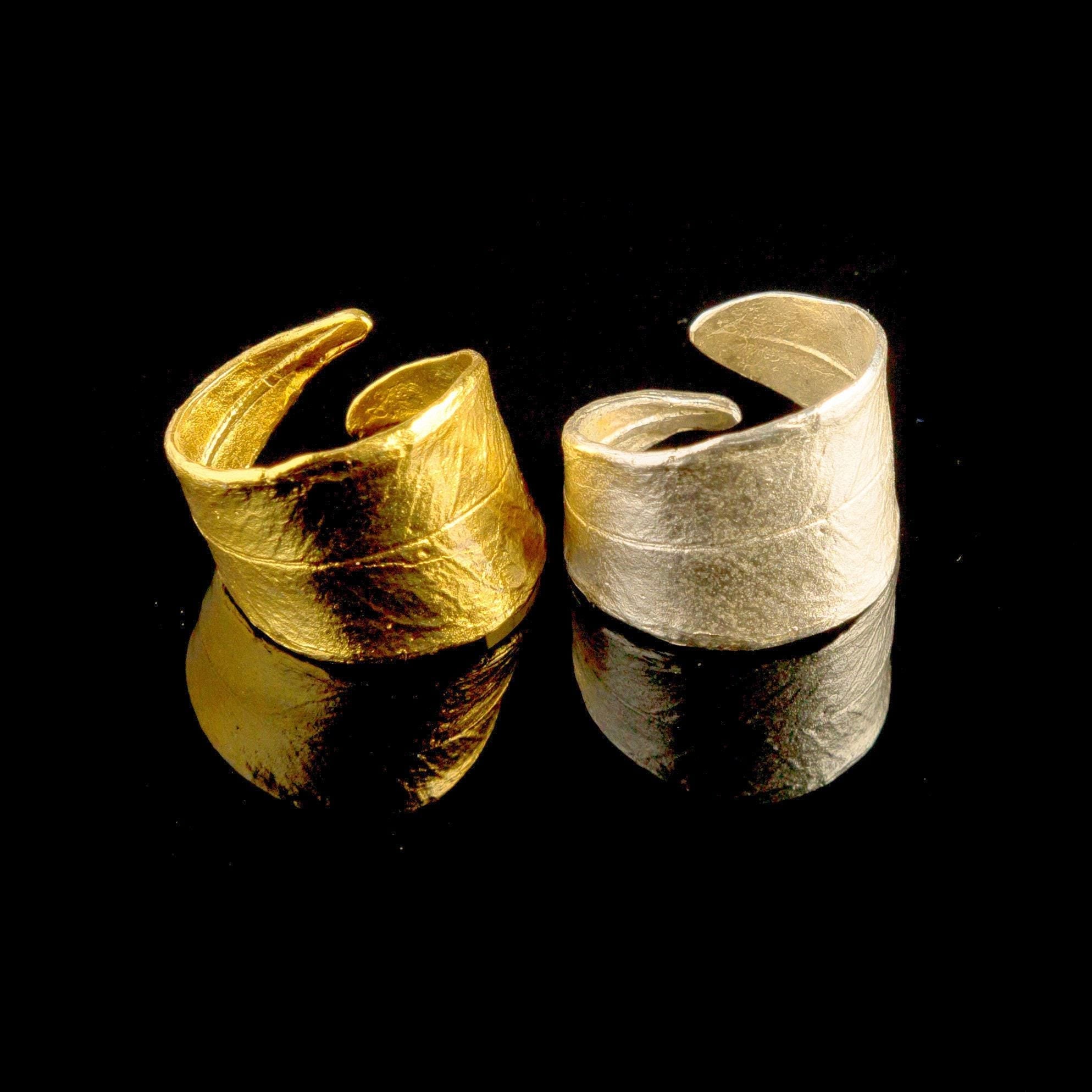 Botanical Olive Leaf Ring, 14K White Gold (Adjustable Wide Band)