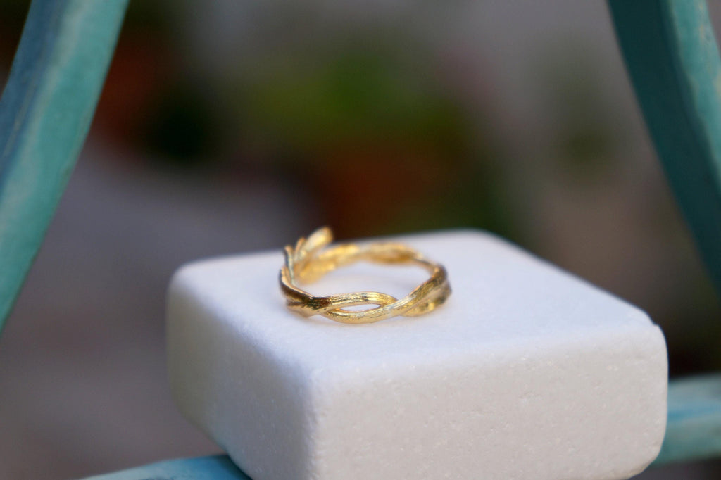 Gold Olive Branch Ring, Solid Gold Jewelry, Birthday Gift for Women, Gift for Her, Handmade Wedding Gift, Gold Jewelry, Gold Band, Twig Ring