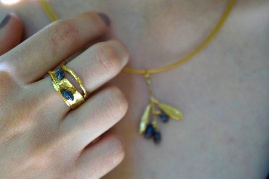 Olive Leaf Ring: Solid Gold - Yellow, White, or Rose 14k