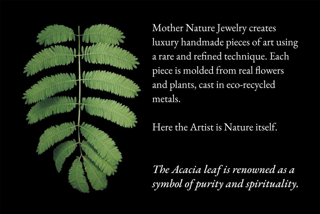 Solid Gold Acacia Leaf Hoop Earrings - Nature Inspired Jewelry