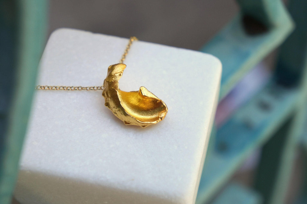 Sea Shell Necklace: Real Gold Pendant - 9K, 14K, or 18K Chain