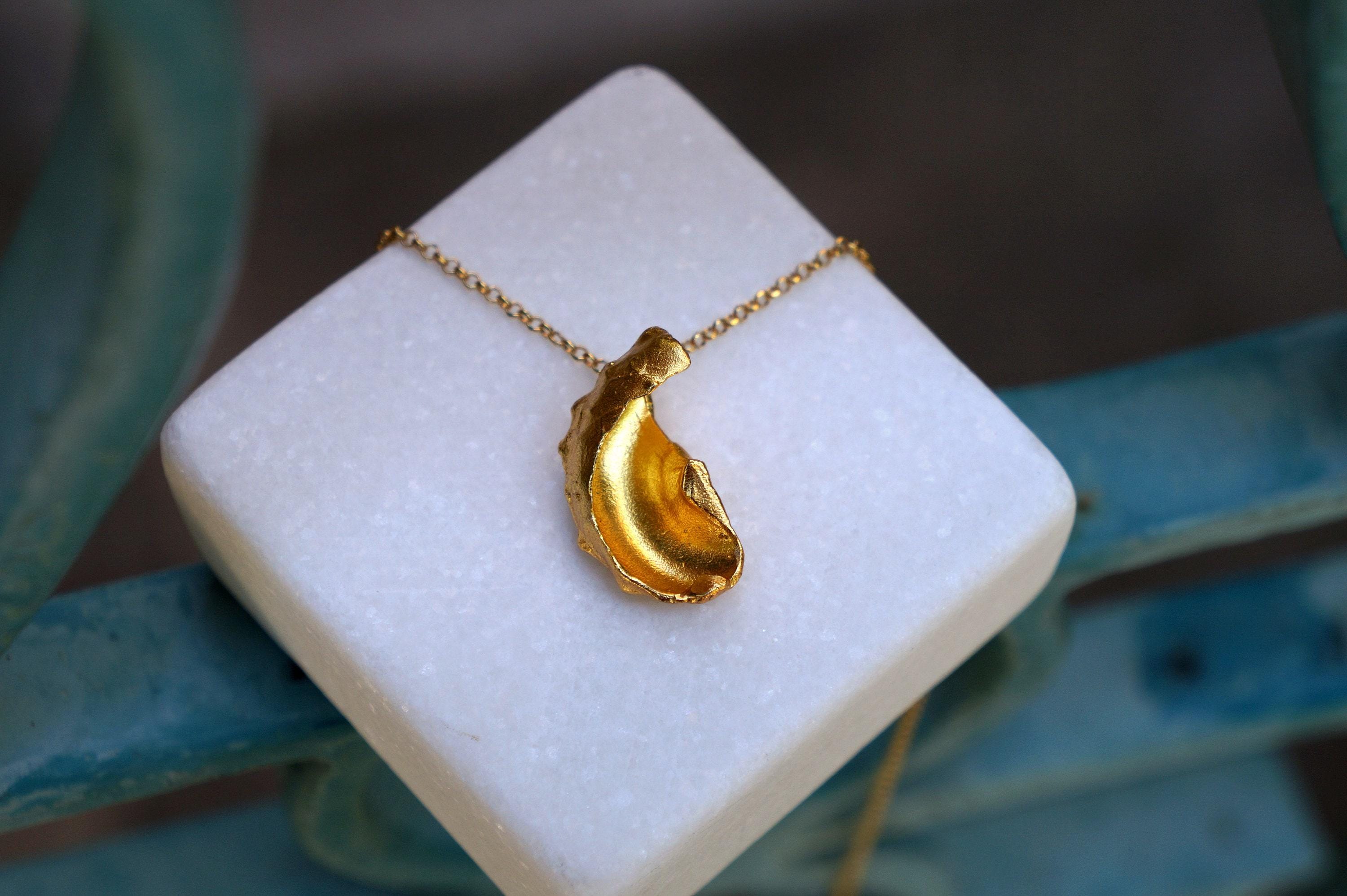 Sea Shell Necklace: Real Gold Pendant - 9K, 14K, or 18K Chain