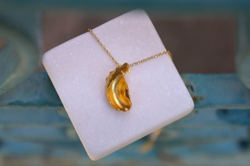 Sea Shell Necklace: Real Gold Pendant - 9K, 14K, or 18K Chain