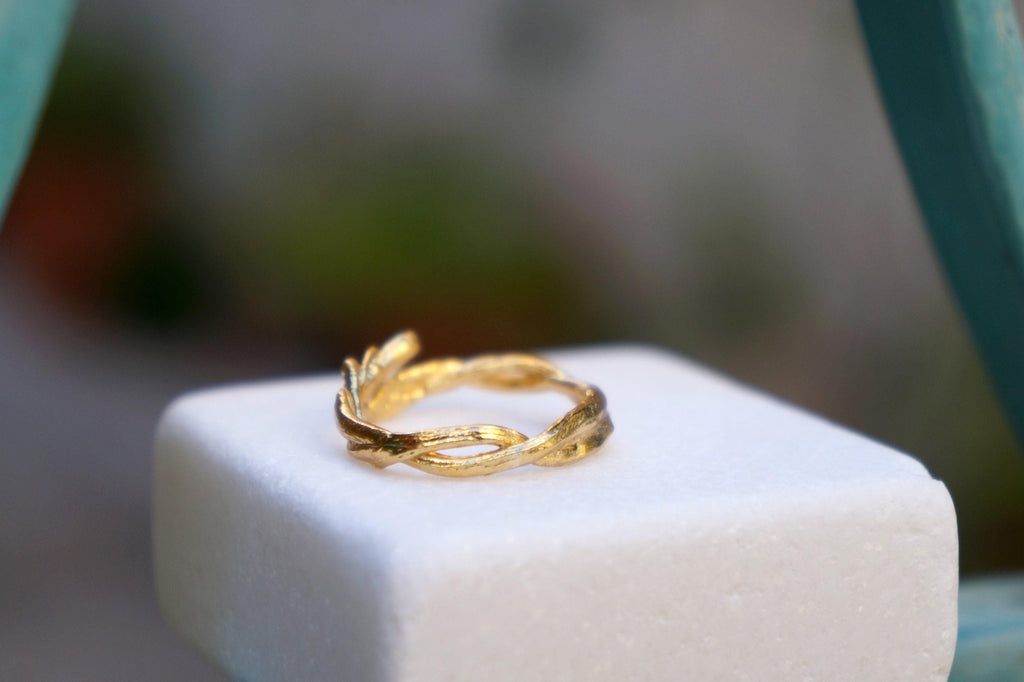 Gold Olive Branch Ring, Solid Gold Jewelry, Birthday Gift for Women, Gift for Her, Handmade Wedding Gift, Gold Jewelry, Gold Band, Twig Ring