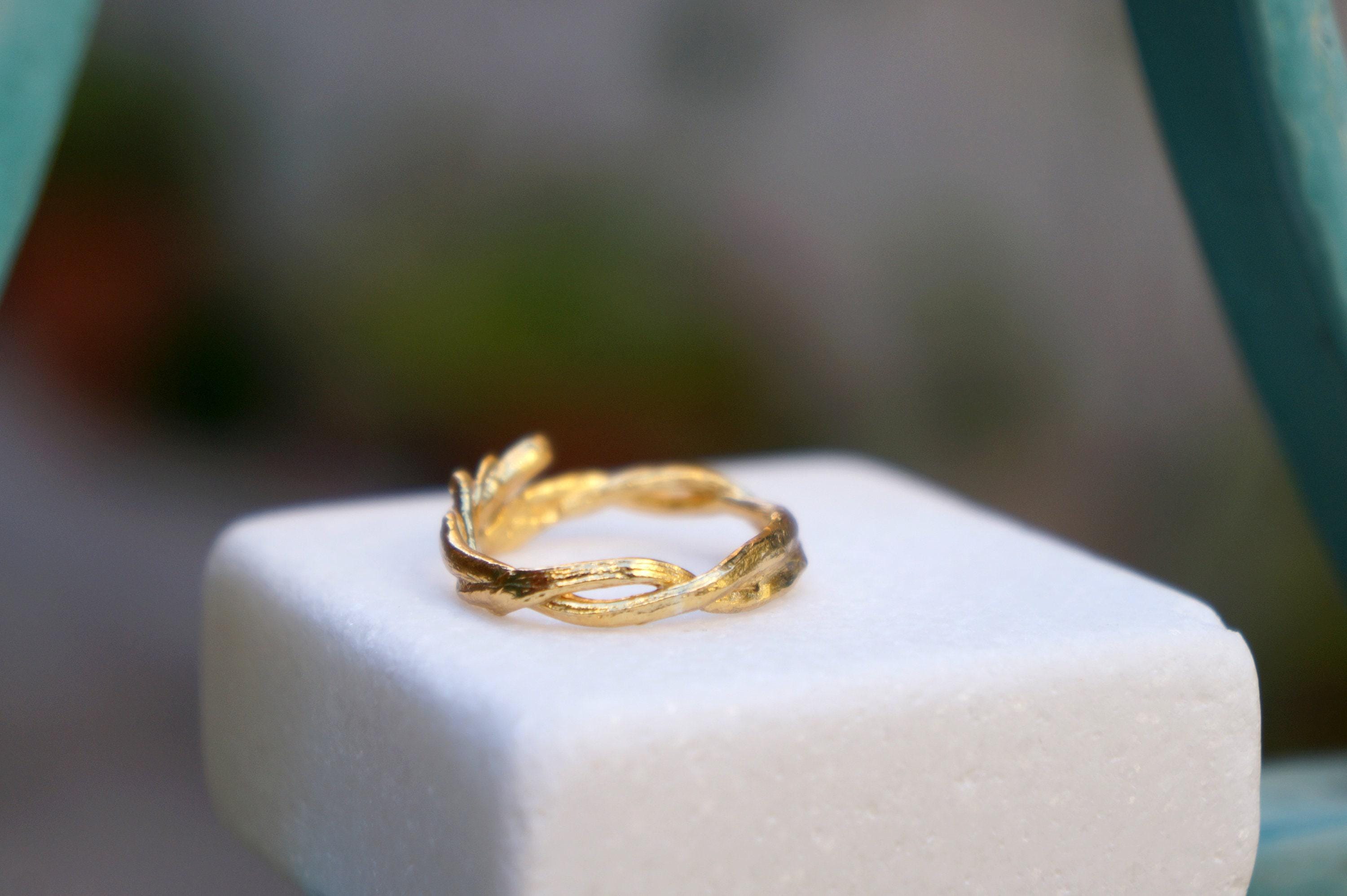 Gold Olive Branch Ring, Solid Gold Jewelry, Birthday Gift for Women, Gift for Her, Handmade Wedding Gift, Gold Jewelry, Gold Band, Twig Ring