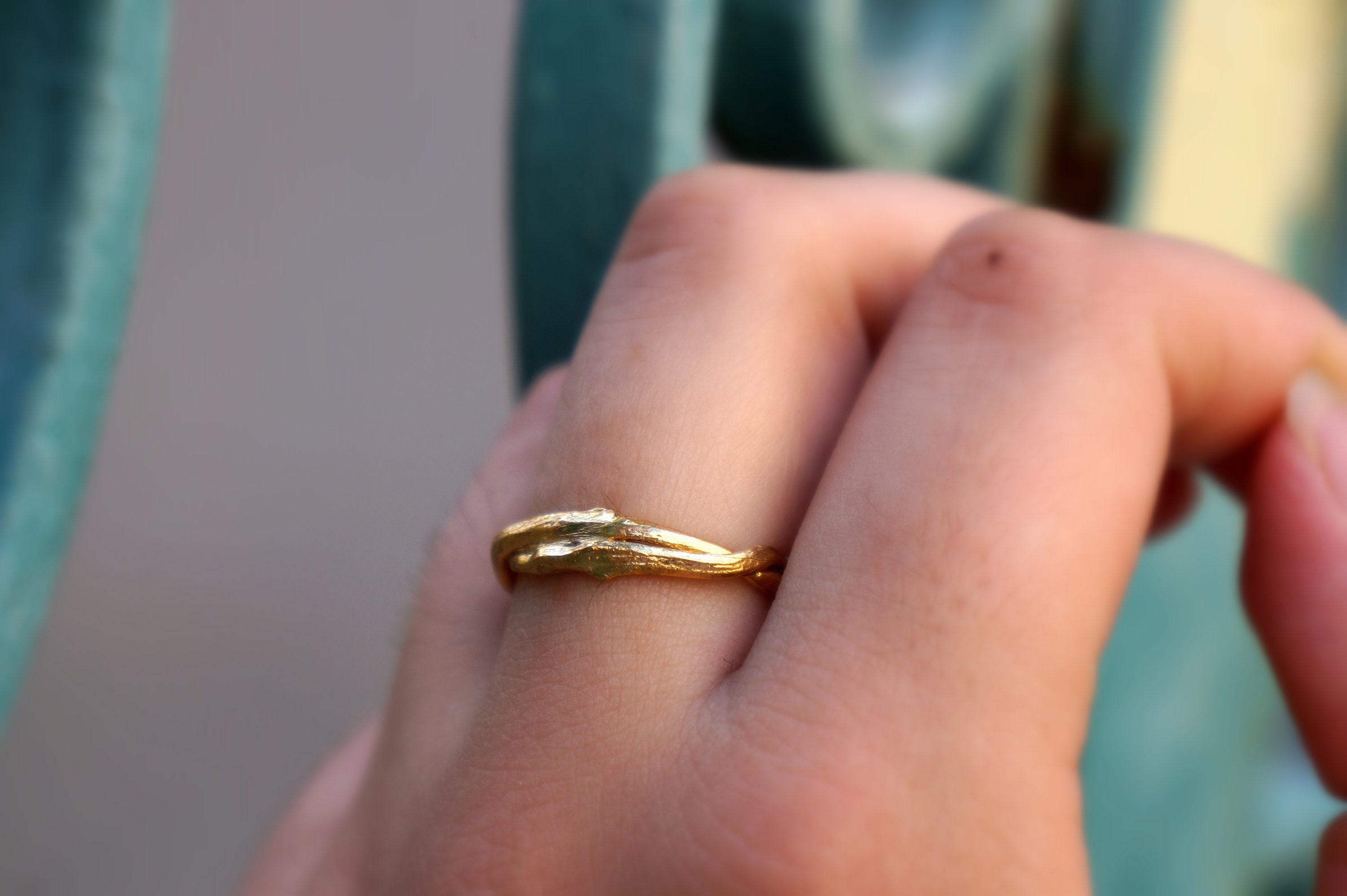 Gold Olive Branch Ring, Solid Gold Jewelry, Birthday Gift for Women, Gift for Her, Handmade Wedding Gift, Gold Jewelry, Gold Band, Twig Ring