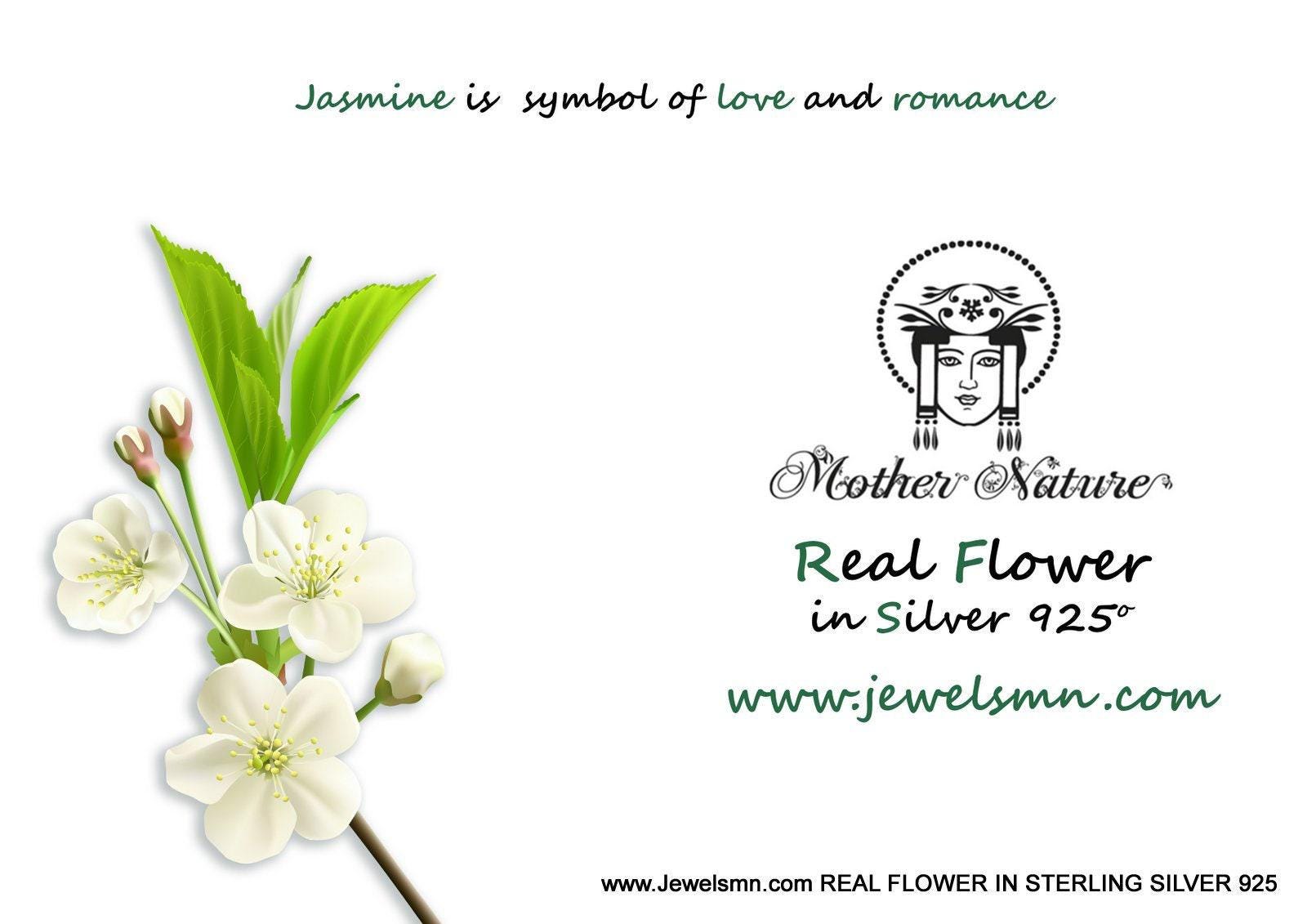 Jasmine Flower Ring: Solid Gold Statement Jewelry (Red or Clear Stone)