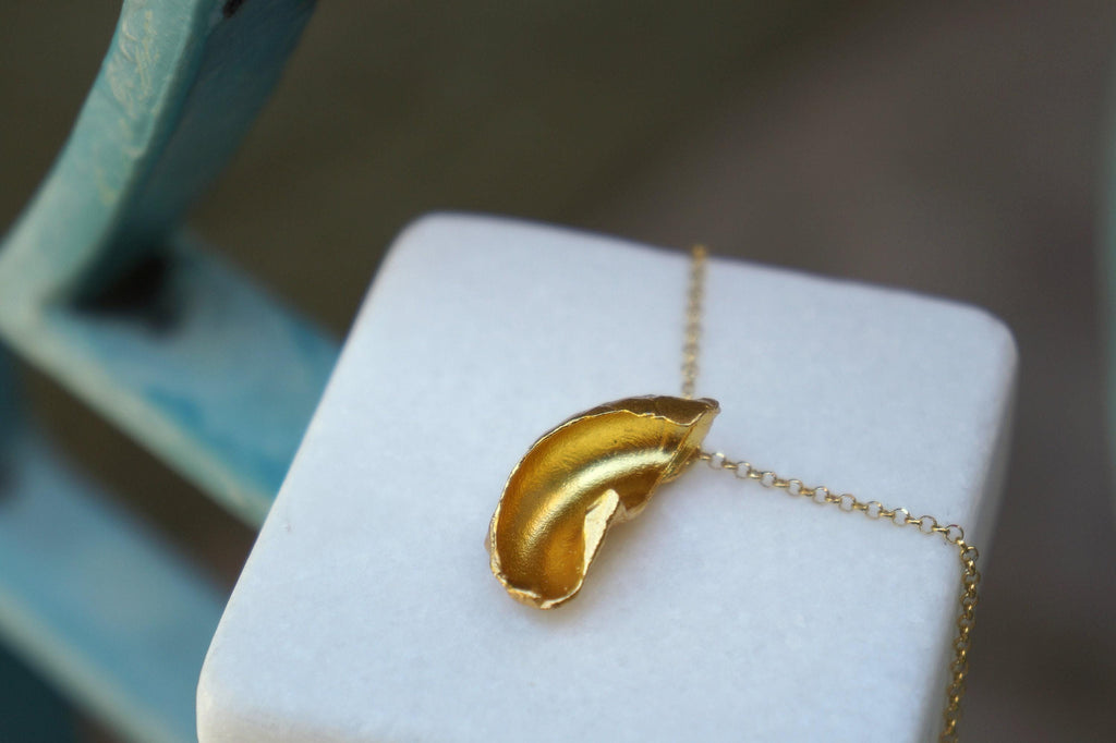 Sea Shell Necklace: Real Gold Pendant - 9K, 14K, or 18K Chain